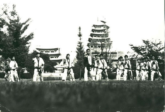 Dojoonim training martial arts in the 1960's